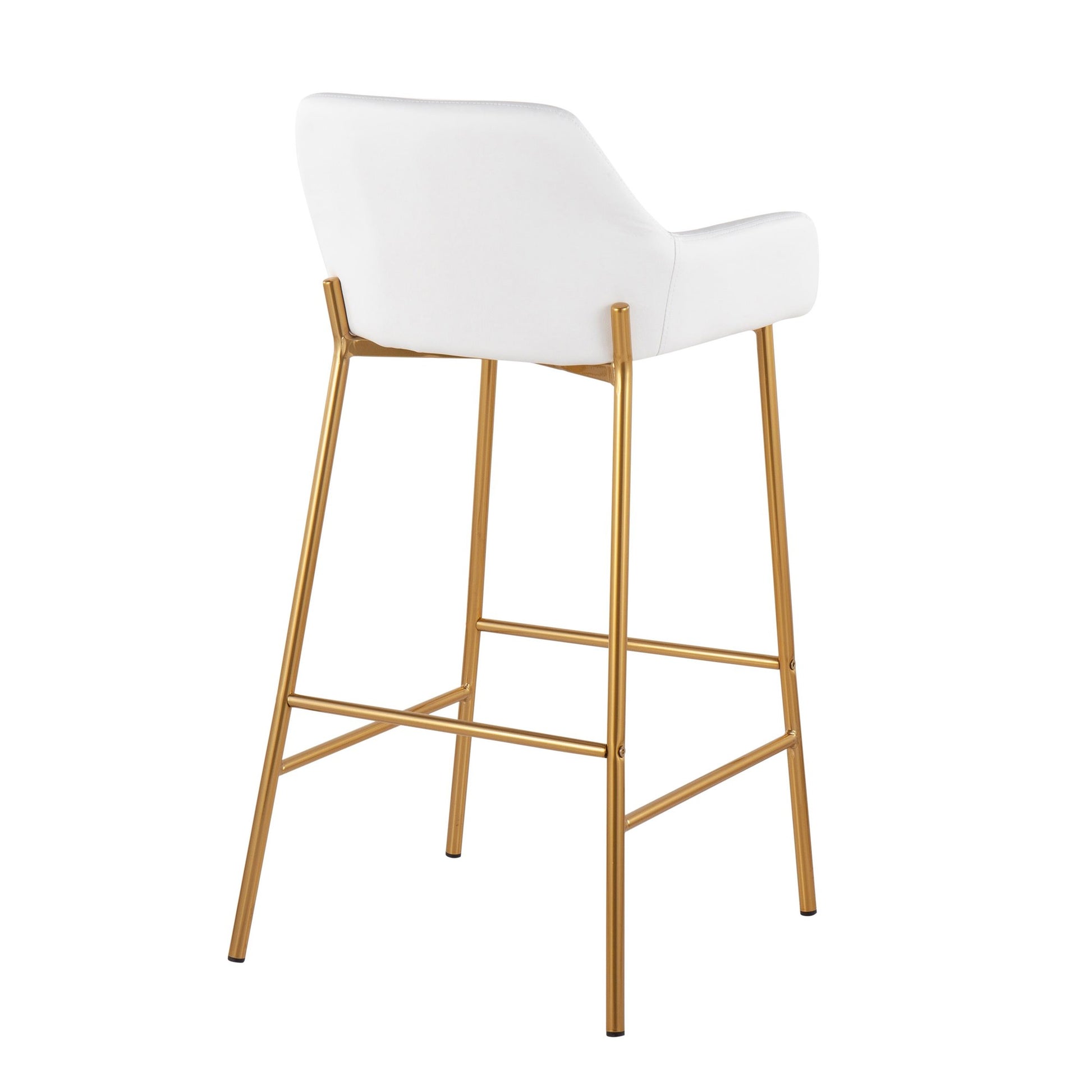 Daniella Contemporary/Glam Fixed-Height Bar Stool in Gold Metal and Camel Faux Leather By LumiSource - Set of 2 | Bar Stools | Modishstore - 23