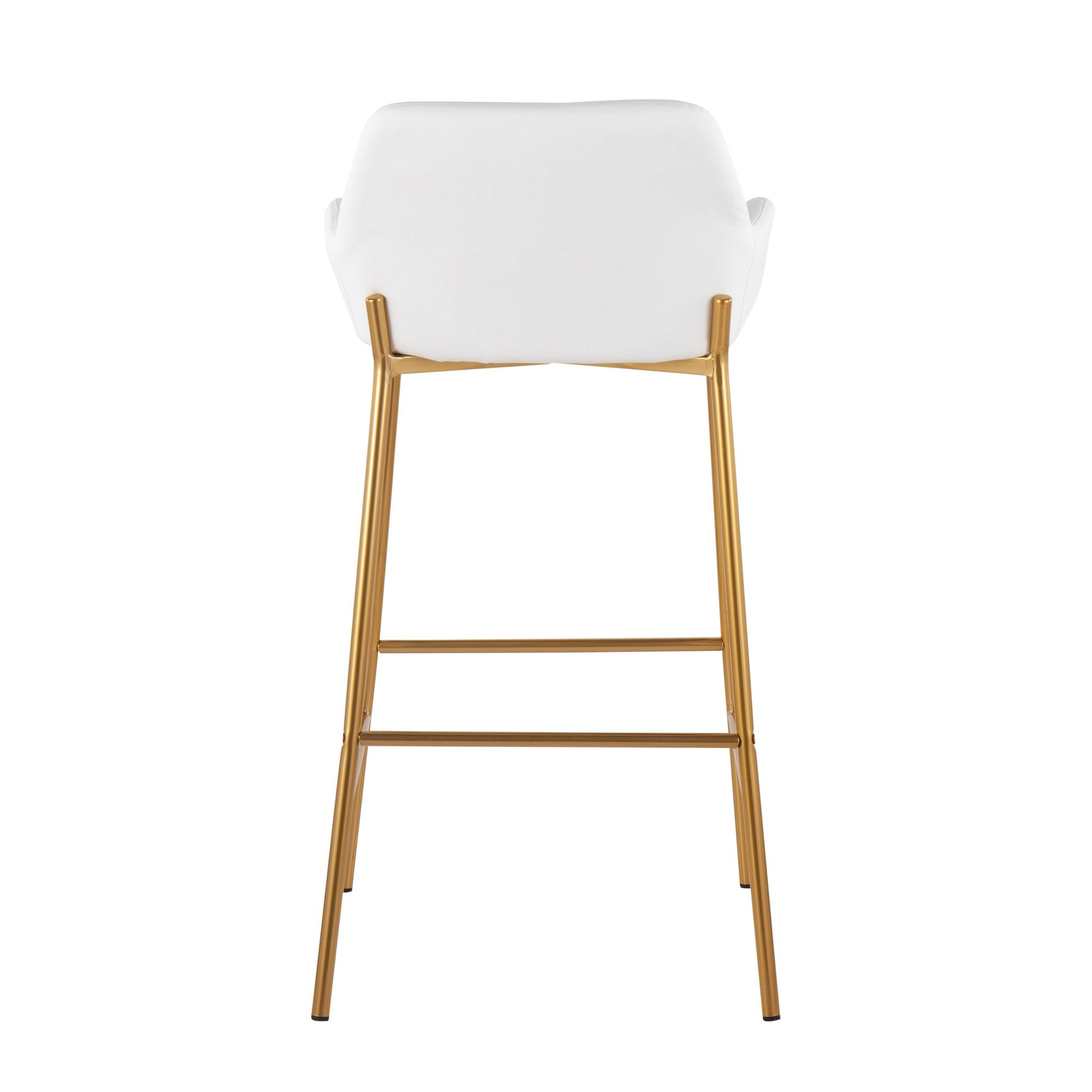 Daniella Contemporary/Glam Fixed-Height Bar Stool in Gold Metal and Camel Faux Leather By LumiSource - Set of 2 | Bar Stools | Modishstore - 24