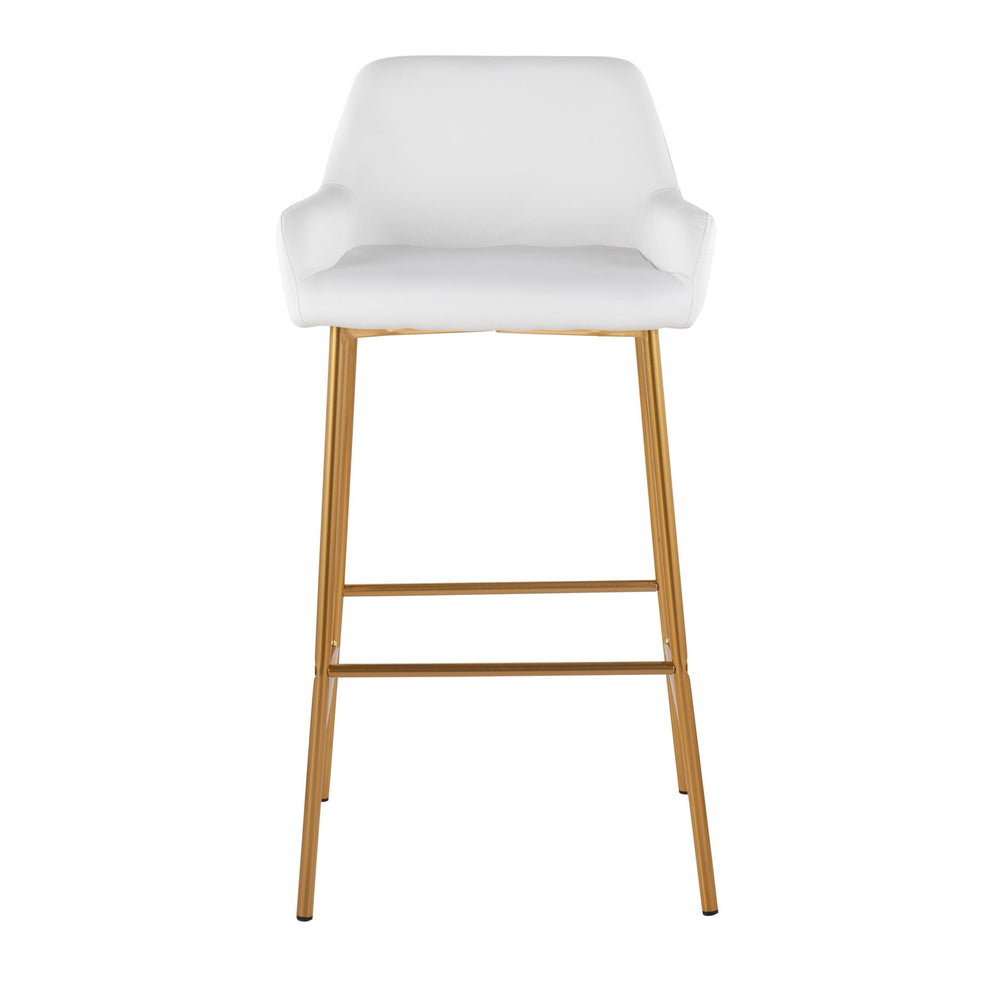 Daniella Contemporary/Glam Fixed-Height Bar Stool in Gold Metal and Camel Faux Leather By LumiSource - Set of 2 | Bar Stools | Modishstore - 18