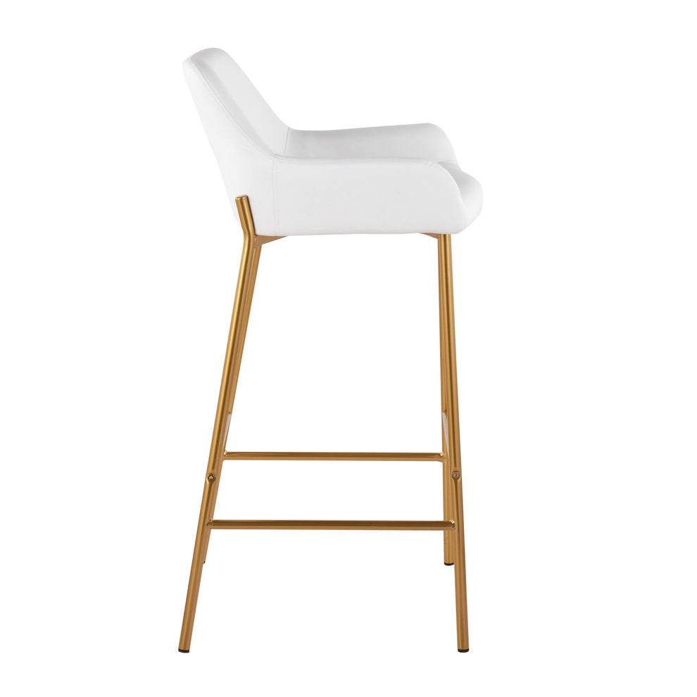 Daniella Contemporary/Glam Fixed-Height Bar Stool in Gold Metal and Camel Faux Leather By LumiSource - Set of 2 | Bar Stools | Modishstore - 22