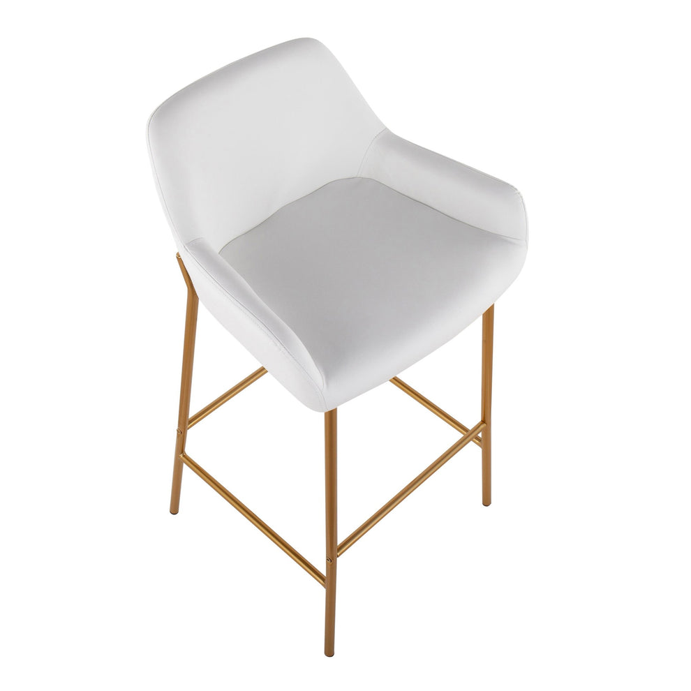Daniella Contemporary/Glam Fixed-Height Bar Stool in Gold Metal and Camel Faux Leather By LumiSource - Set of 2 | Bar Stools | Modishstore - 19
