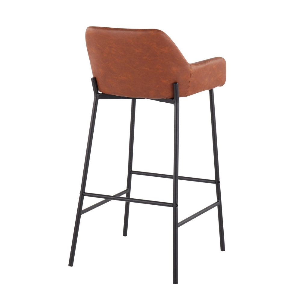Daniella Industrial Fixed-Height Bar Stool in Black Metal and Camel Faux Leather By LumiSource - Set of 2 | Bar Stools | Modishstore - 7