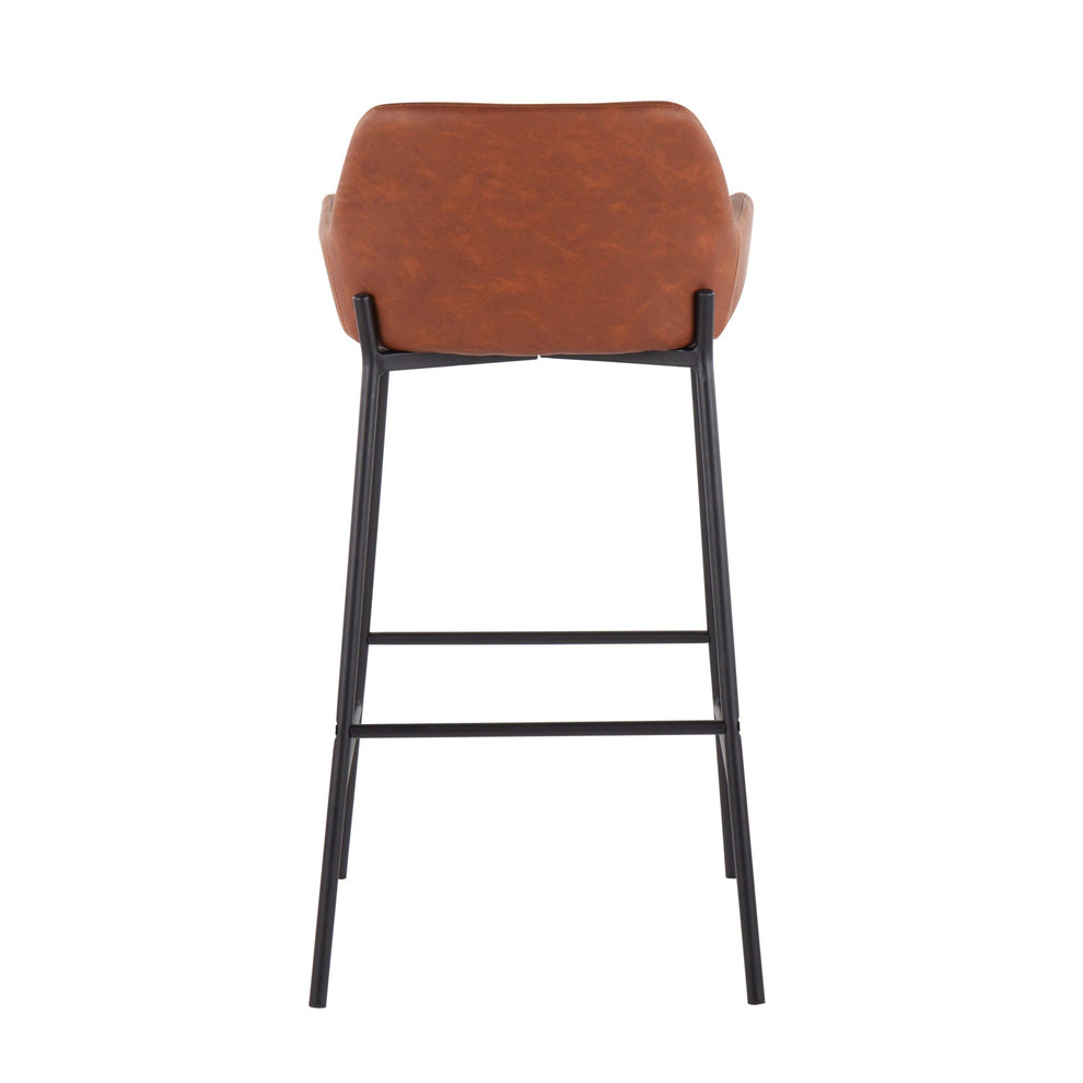 Daniella Industrial Fixed-Height Bar Stool in Black Metal and Camel Faux Leather By LumiSource - Set of 2 | Bar Stools | Modishstore - 8