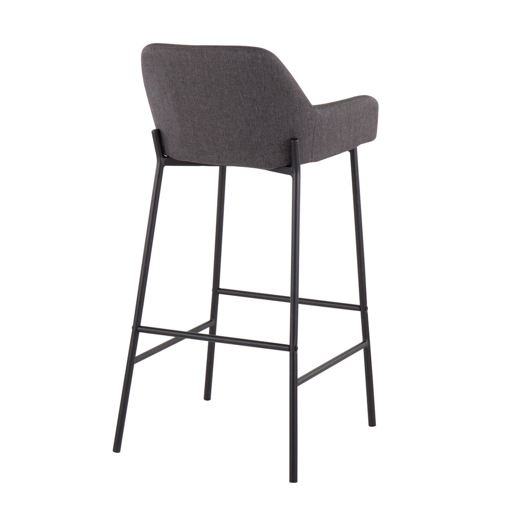 Daniella Industrial Fixed-Height Bar Stool in Black Metal and Charcoal Fabric By LumiSource - Set of 2 | Bar Stools | Modishstore - 7