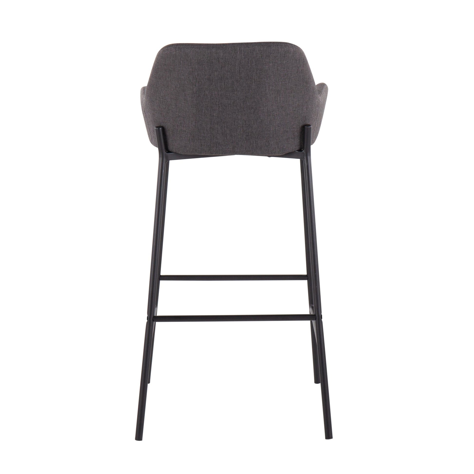 Daniella Industrial Fixed-Height Bar Stool in Black Metal and Charcoal Fabric By LumiSource - Set of 2 | Bar Stools | Modishstore - 8