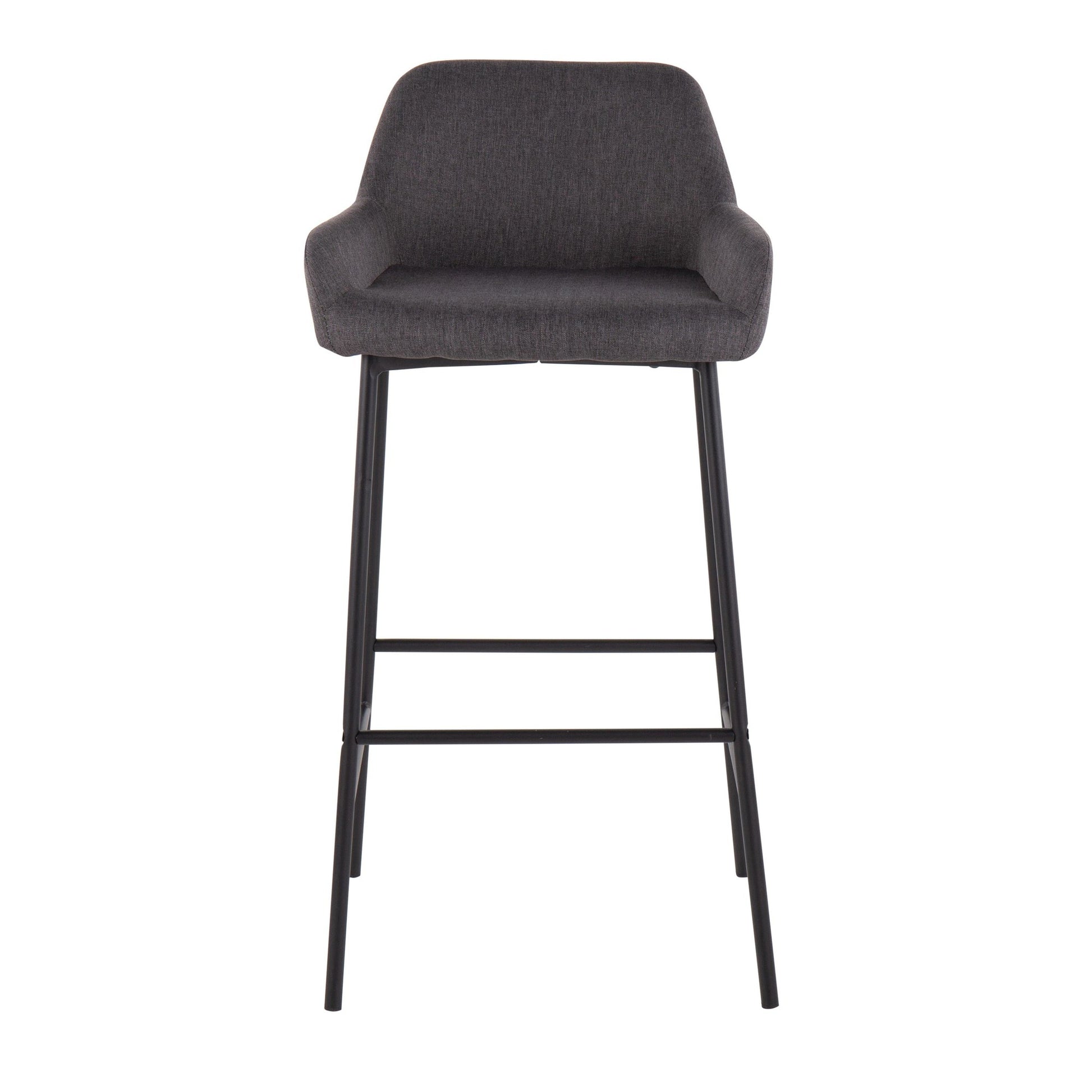 Daniella Industrial Fixed-Height Bar Stool in Black Metal and Charcoal Fabric By LumiSource - Set of 2 | Bar Stools | Modishstore - 2