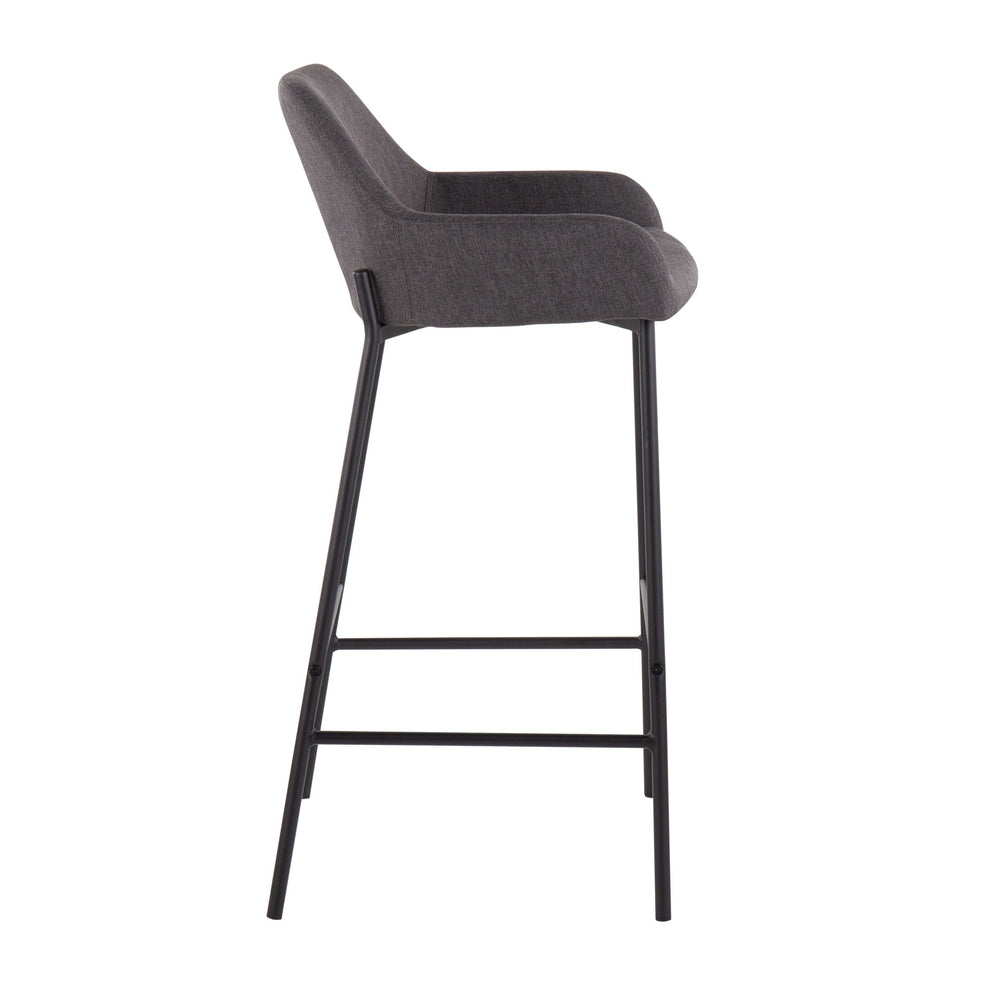 Daniella Industrial Fixed-Height Bar Stool in Black Metal and Charcoal Fabric By LumiSource - Set of 2 | Bar Stools | Modishstore - 6