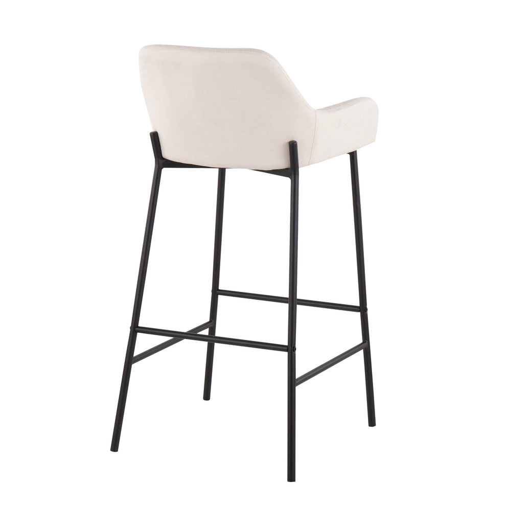 Daniella Industrial Fixed-Height Bar Stool in Black Metal and Charcoal Fabric By LumiSource - Set of 2 | Bar Stools | Modishstore - 15