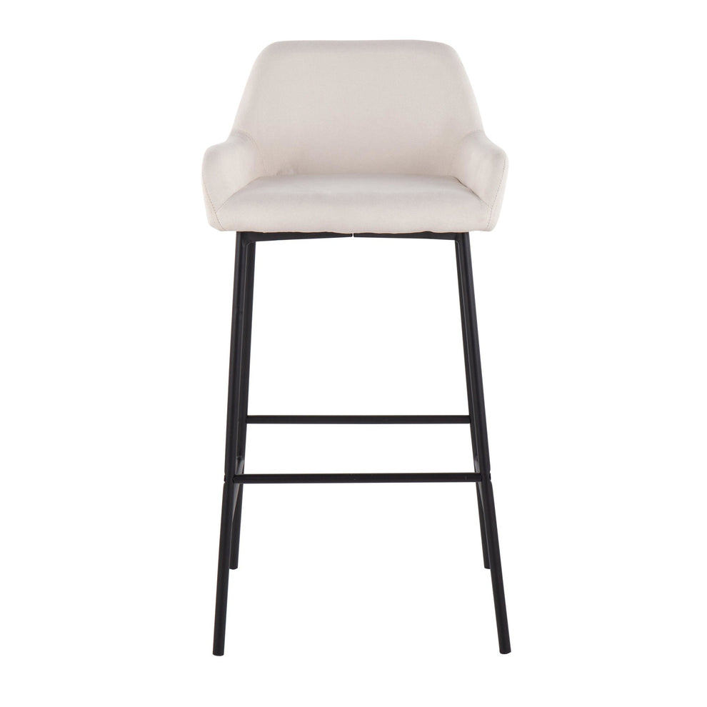 Daniella Industrial Fixed-Height Bar Stool in Black Metal and Charcoal Fabric By LumiSource - Set of 2 | Bar Stools | Modishstore - 10