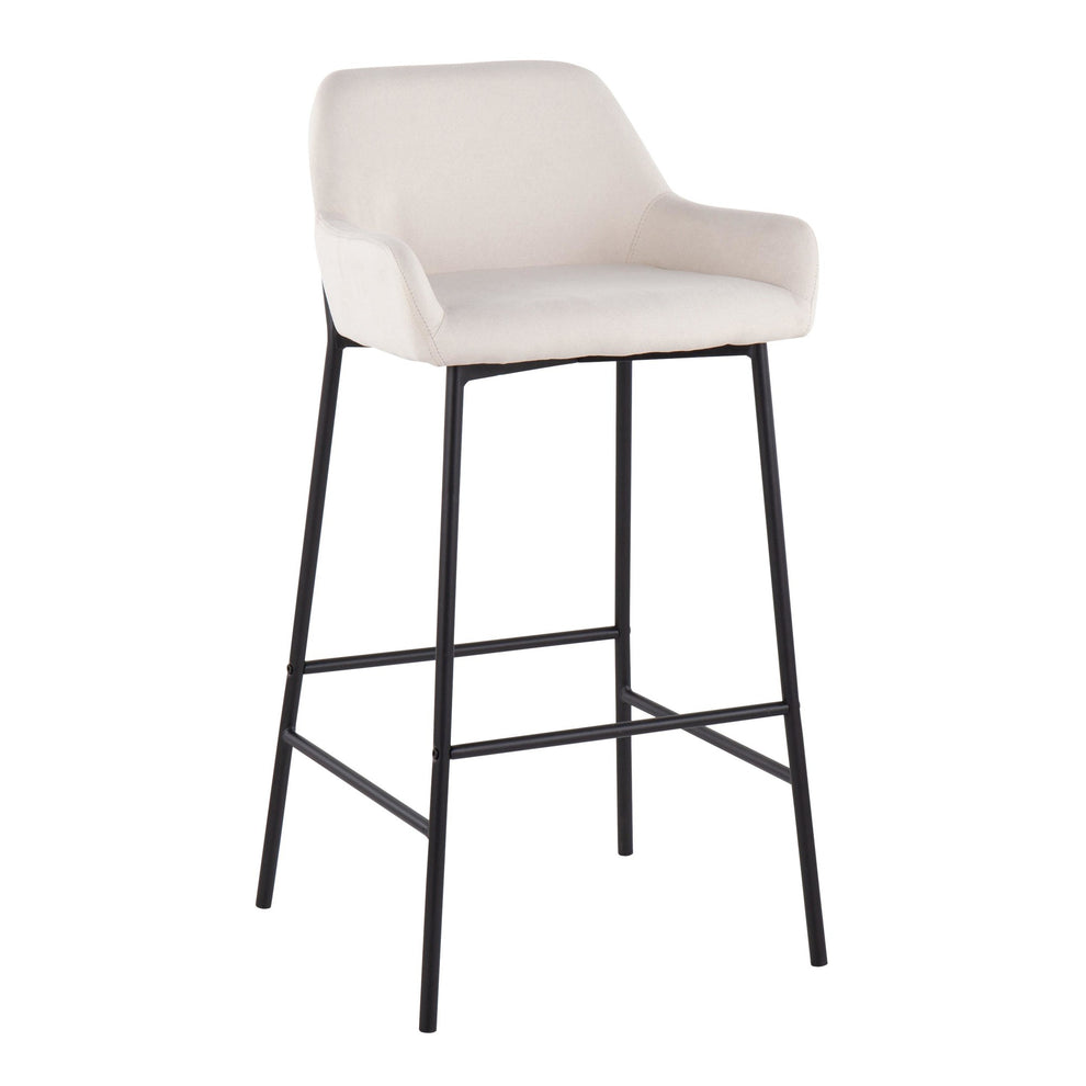 Daniella Industrial Fixed-Height Bar Stool in Black Metal and Charcoal Fabric By LumiSource - Set of 2 | Bar Stools | Modishstore - 13