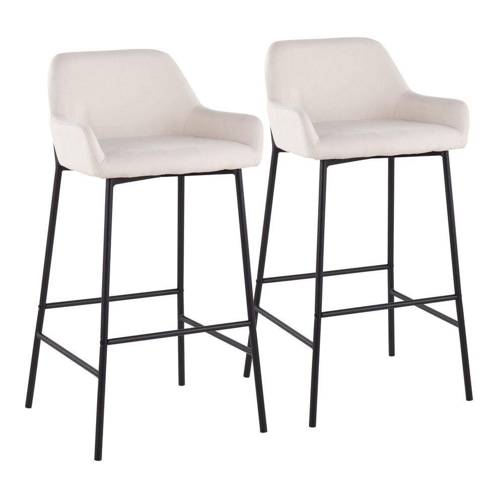Daniella Industrial Fixed-Height Bar Stool in Black Metal and Charcoal Fabric By LumiSource - Set of 2 | Bar Stools | Modishstore - 9
