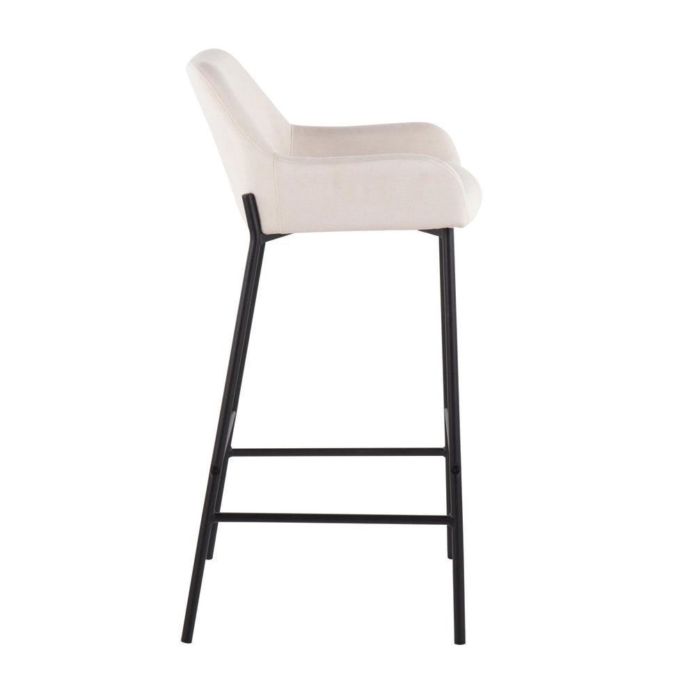 Daniella Industrial Fixed-Height Bar Stool in Black Metal and Charcoal Fabric By LumiSource - Set of 2 | Bar Stools | Modishstore - 14