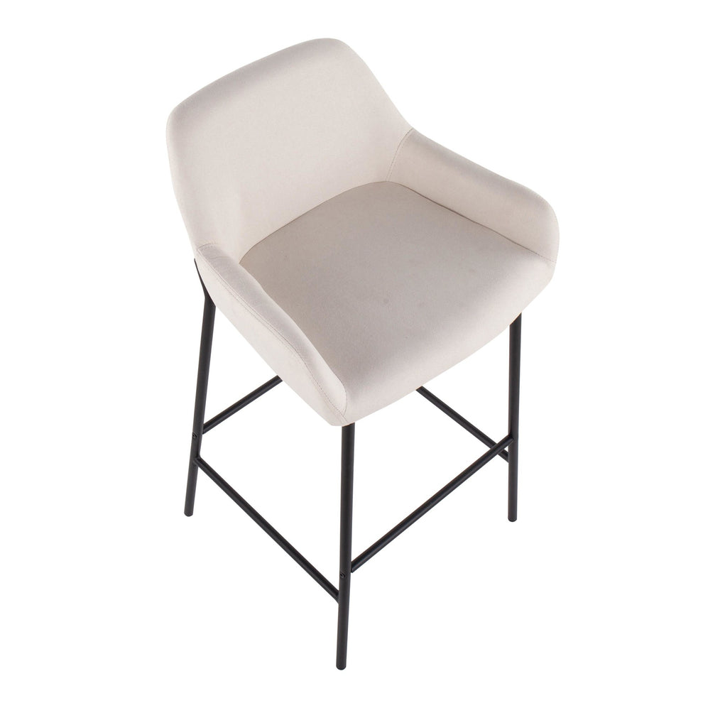 Daniella Industrial Fixed-Height Bar Stool in Black Metal and Charcoal Fabric By LumiSource - Set of 2 | Bar Stools | Modishstore - 11