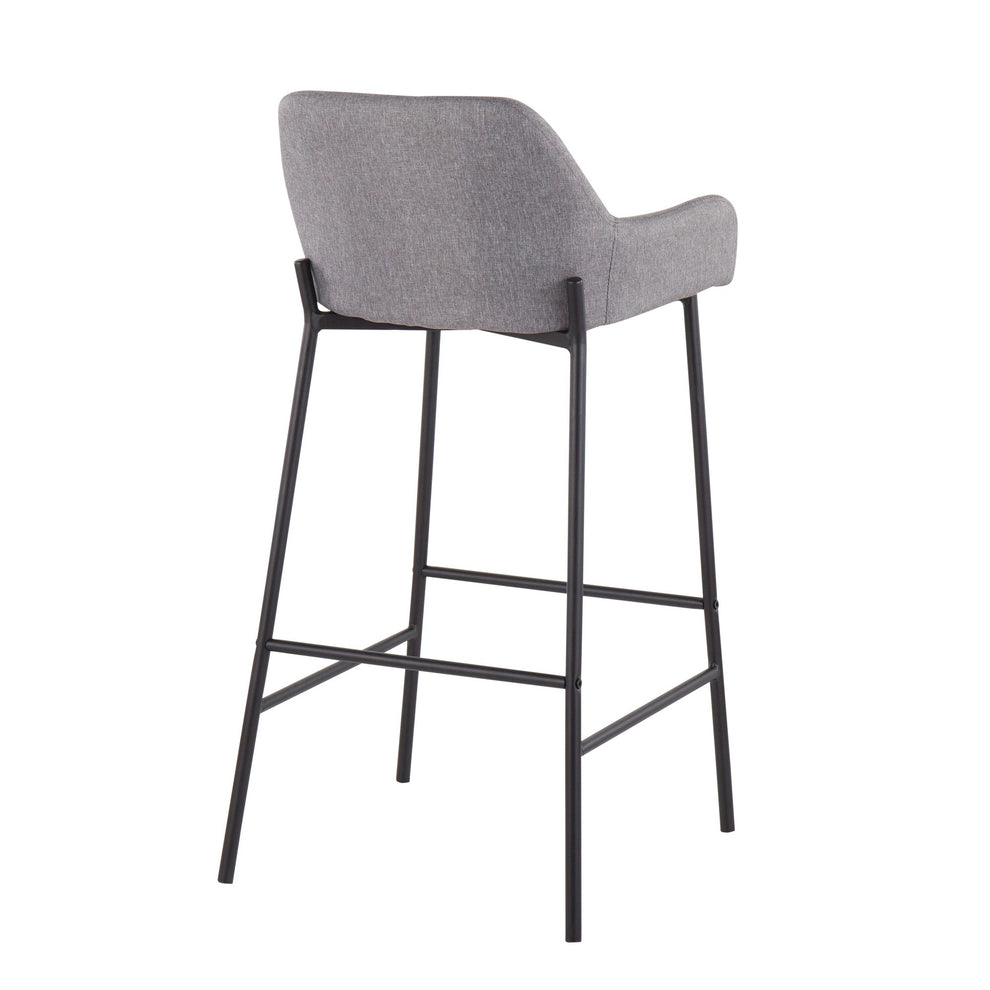 Daniella Industrial Fixed-Height Bar Stool in Black Metal and Charcoal Fabric By LumiSource - Set of 2 | Bar Stools | Modishstore - 23