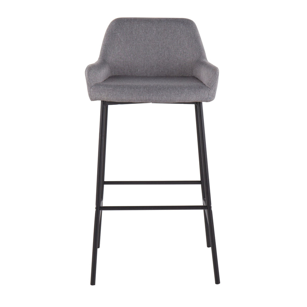 Daniella Industrial Fixed-Height Bar Stool in Black Metal and Charcoal Fabric By LumiSource - Set of 2 | Bar Stools | Modishstore - 18