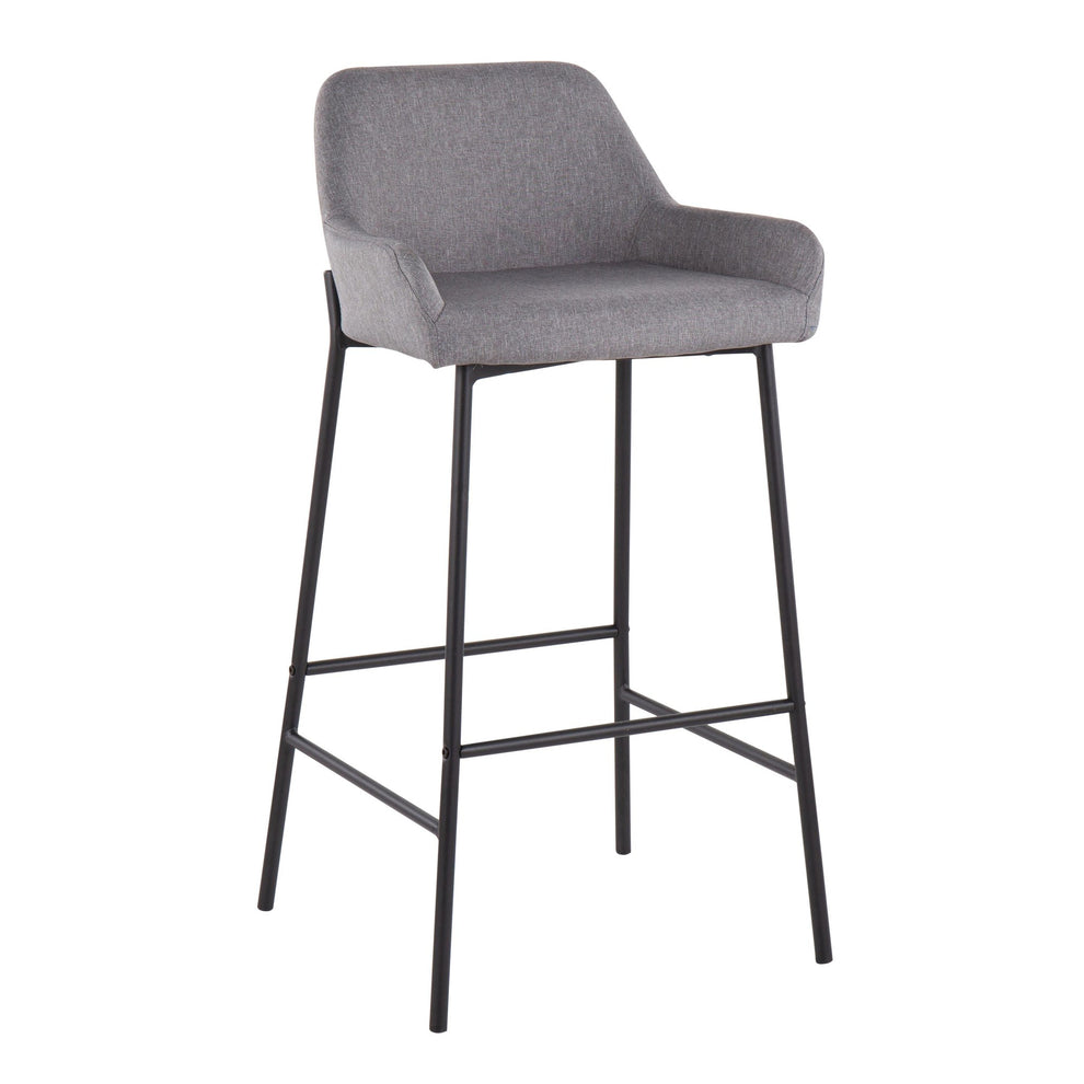 Daniella Industrial Fixed-Height Bar Stool in Black Metal and Charcoal Fabric By LumiSource - Set of 2 | Bar Stools | Modishstore - 21