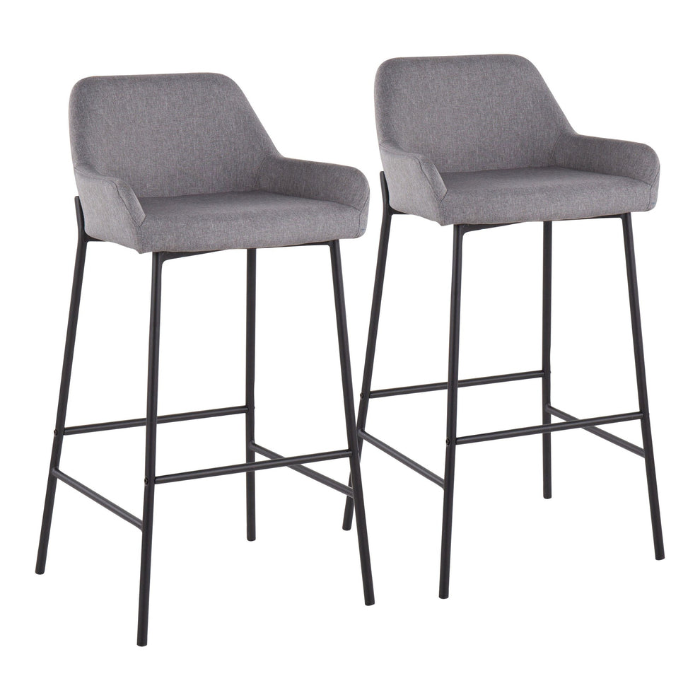 Daniella Industrial Fixed-Height Bar Stool in Black Metal and Charcoal Fabric By LumiSource - Set of 2 | Bar Stools | Modishstore - 17
