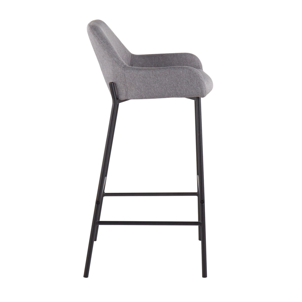 Daniella Industrial Fixed-Height Bar Stool in Black Metal and Charcoal Fabric By LumiSource - Set of 2 | Bar Stools | Modishstore - 22
