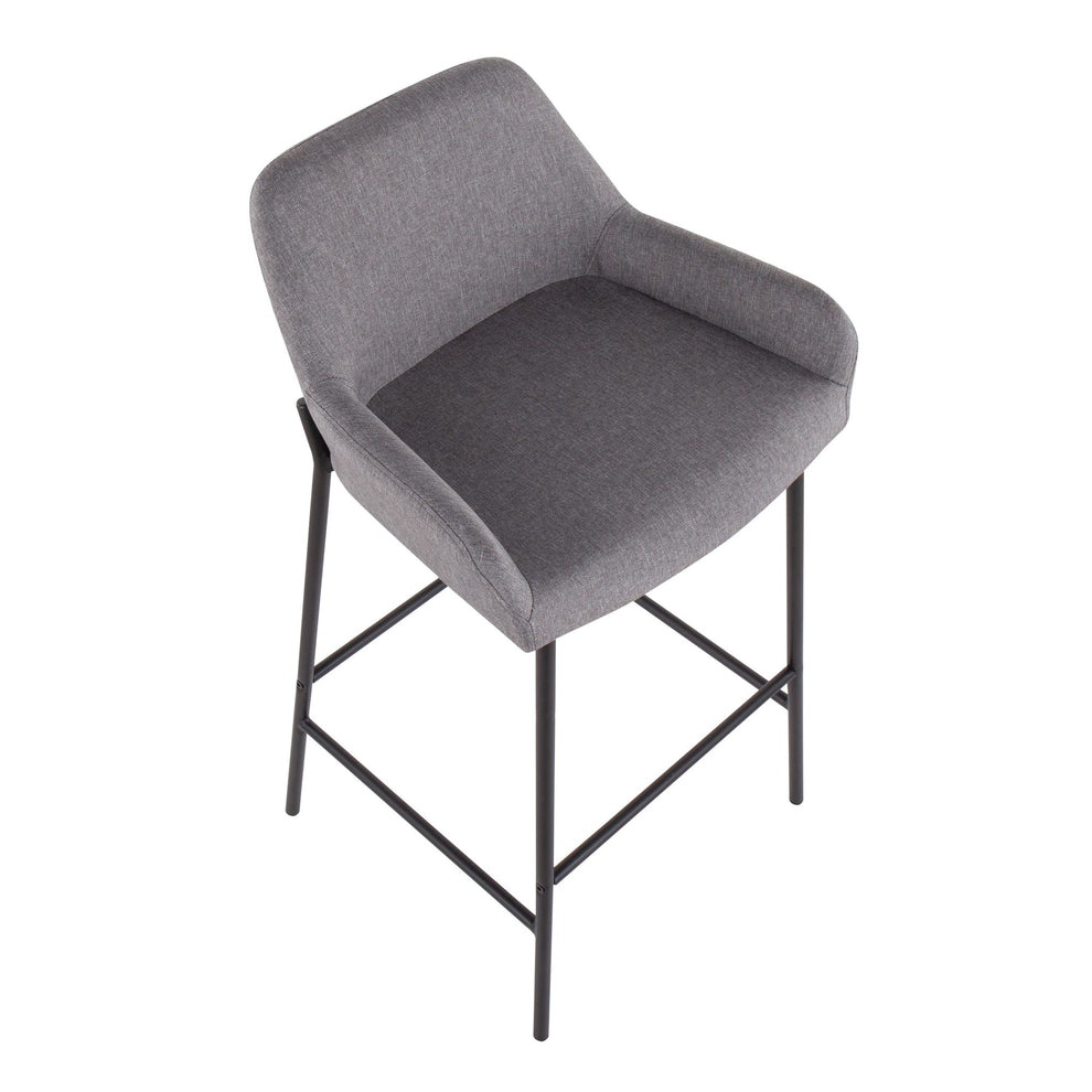 Daniella Industrial Fixed-Height Bar Stool in Black Metal and Charcoal Fabric By LumiSource - Set of 2 | Bar Stools | Modishstore - 19