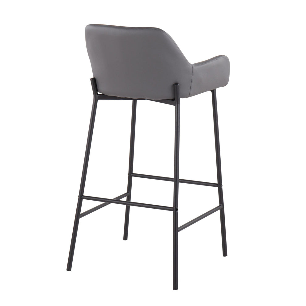 Daniella Industrial Fixed-Height Bar Stool in Black Metal and Camel Faux Leather By LumiSource - Set of 2 | Bar Stools | Modishstore - 15