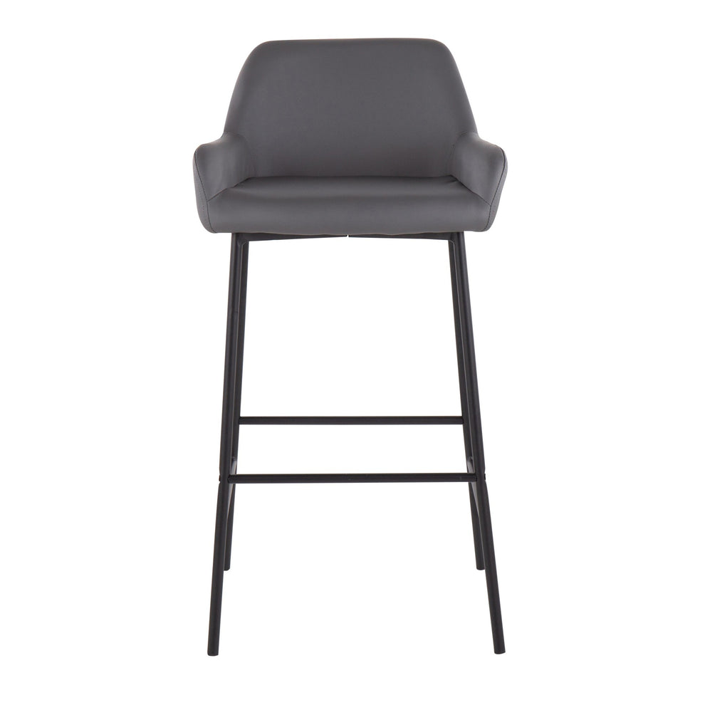 Daniella Industrial Fixed-Height Bar Stool in Black Metal and Camel Faux Leather By LumiSource - Set of 2 | Bar Stools | Modishstore - 10