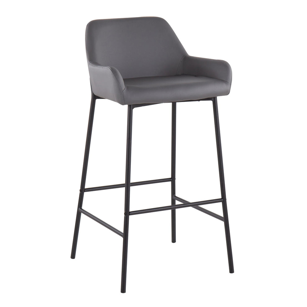 Daniella Industrial Fixed-Height Bar Stool in Black Metal and Camel Faux Leather By LumiSource - Set of 2 | Bar Stools | Modishstore - 13