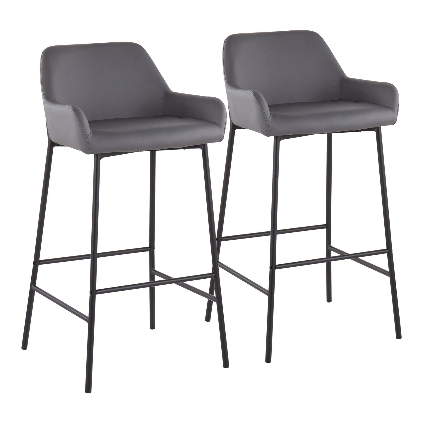 Daniella Industrial Fixed-Height Bar Stool in Black Metal and Camel Faux Leather By LumiSource - Set of 2 | Bar Stools | Modishstore - 9