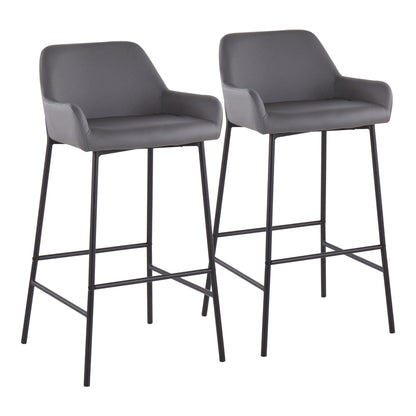Daniella Industrial Fixed-Height Bar Stool in Black Metal and Camel Faux Leather By LumiSource - Set of 2 | Bar Stools | Modishstore - 9