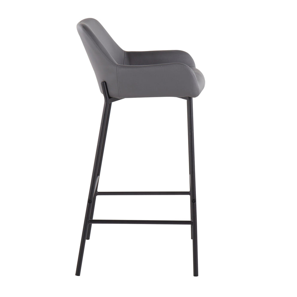 Daniella Industrial Fixed-Height Bar Stool in Black Metal and Camel Faux Leather By LumiSource - Set of 2 | Bar Stools | Modishstore - 14
