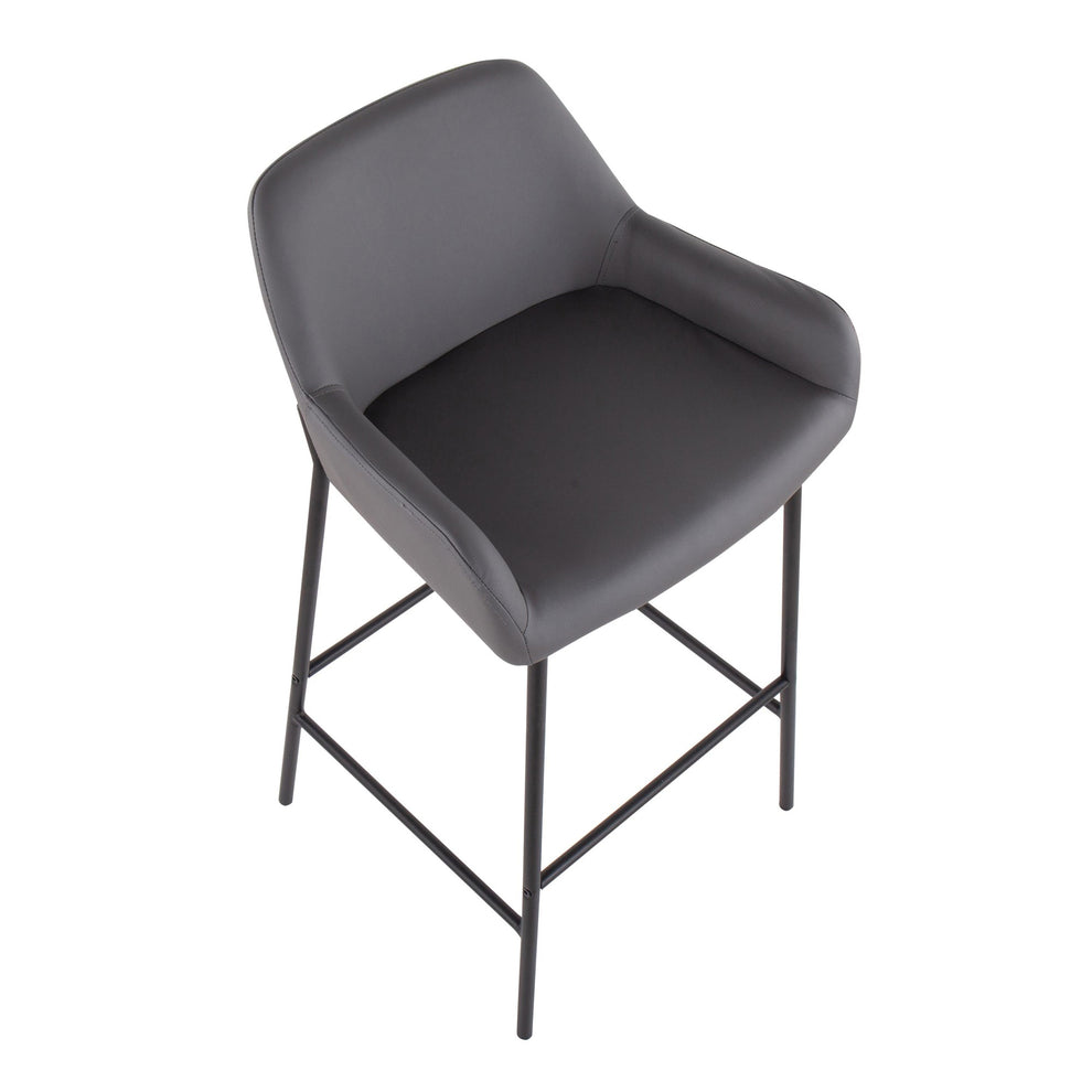 Daniella Industrial Fixed-Height Bar Stool in Black Metal and Camel Faux Leather By LumiSource - Set of 2 | Bar Stools | Modishstore - 11