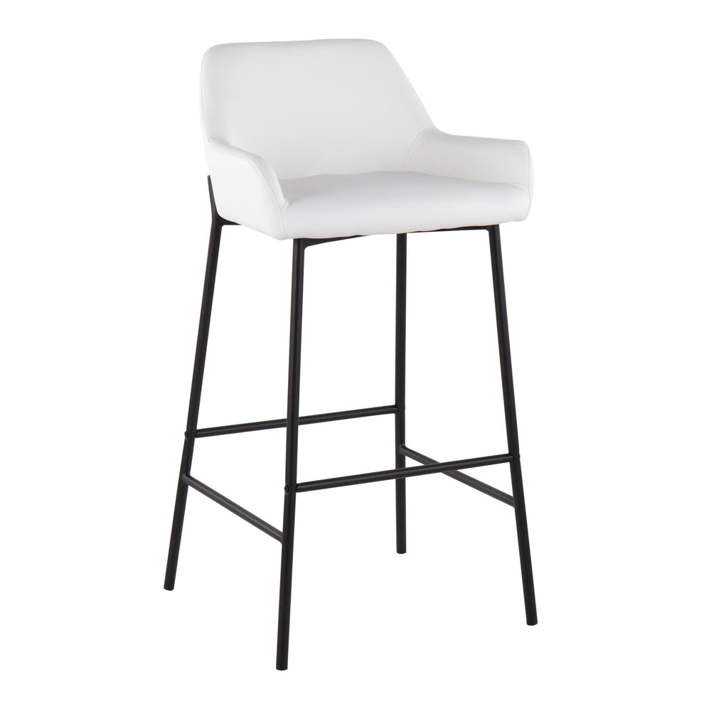 Daniella Industrial Fixed-Height Bar Stool in Black Metal and Camel Faux Leather By LumiSource - Set of 2 | Bar Stools | Modishstore - 21