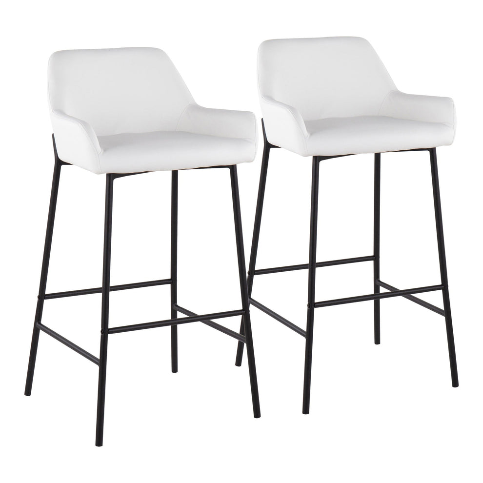 Daniella Industrial Fixed-Height Bar Stool in Black Metal and Camel Faux Leather By LumiSource - Set of 2 | Bar Stools | Modishstore - 17