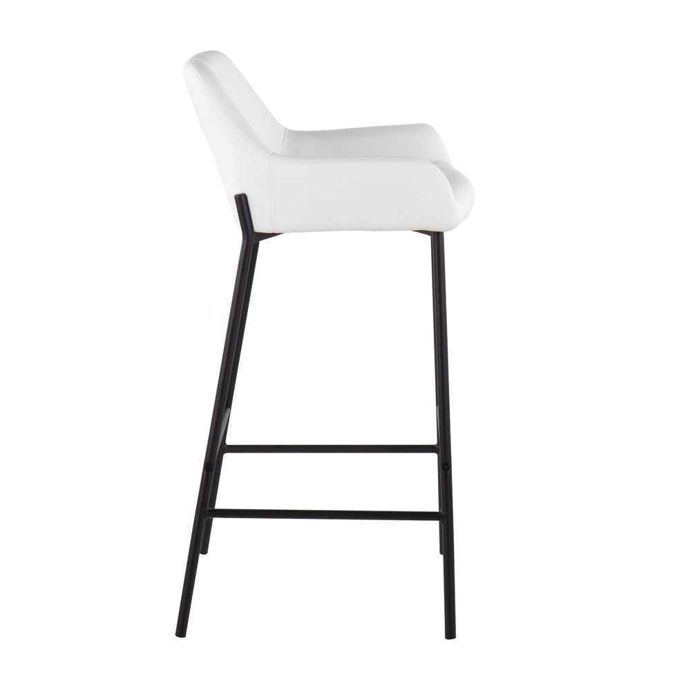 Daniella Industrial Fixed-Height Bar Stool in Black Metal and Camel Faux Leather By LumiSource - Set of 2 | Bar Stools | Modishstore - 22