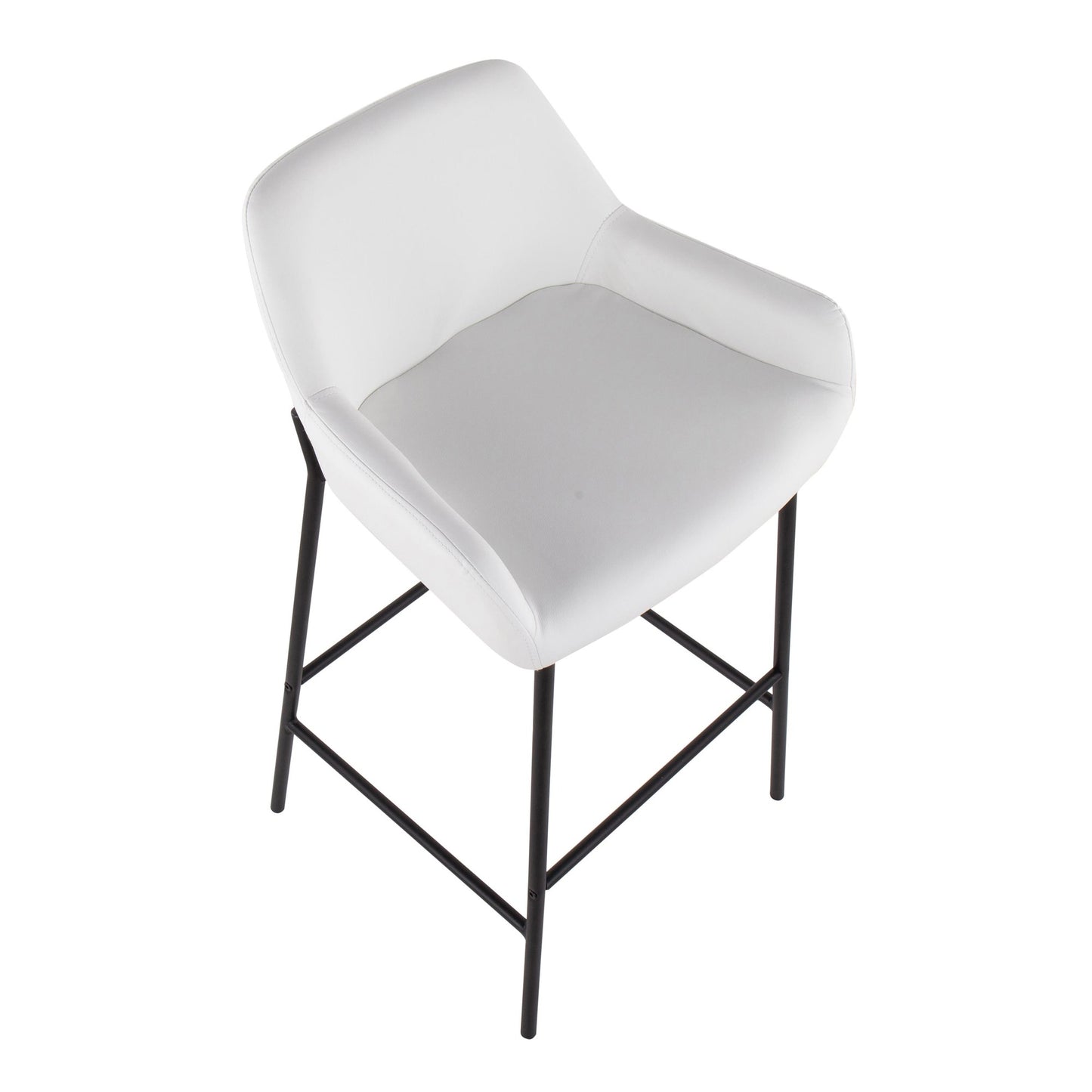 Daniella Industrial Fixed-Height Bar Stool in Black Metal and Camel Faux Leather By LumiSource - Set of 2 | Bar Stools | Modishstore - 19