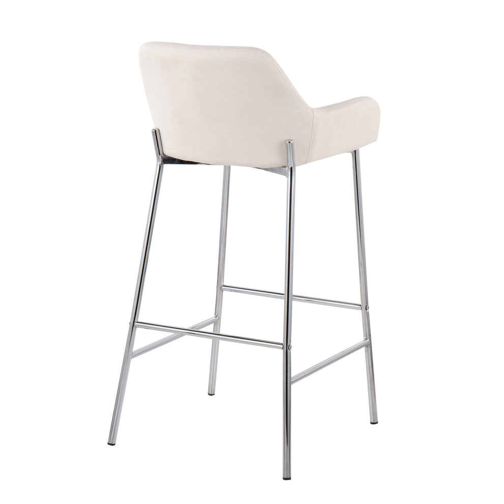 Daniella Contemporary Fixed-Height Bar Stool in Chrome Metal and Charcoal Fabric By LumiSource - Set of 2 | Bar Stools | Modishstore - 15