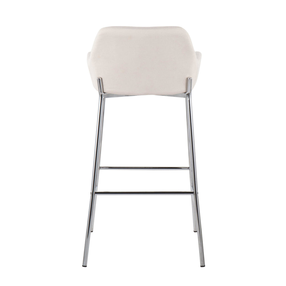Daniella Contemporary Fixed-Height Bar Stool in Chrome Metal and Charcoal Fabric By LumiSource - Set of 2 | Bar Stools | Modishstore - 16