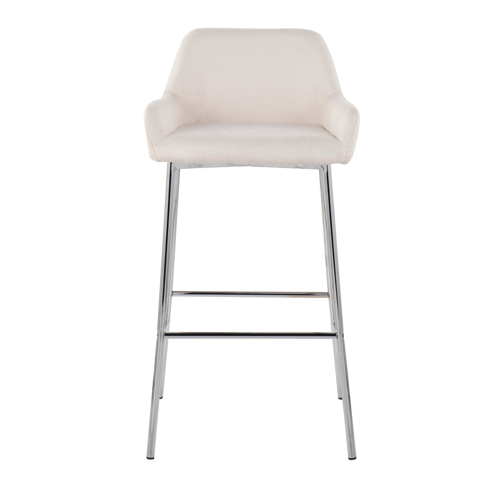 Daniella Contemporary Fixed-Height Bar Stool in Chrome Metal and Charcoal Fabric By LumiSource - Set of 2 | Bar Stools | Modishstore - 10
