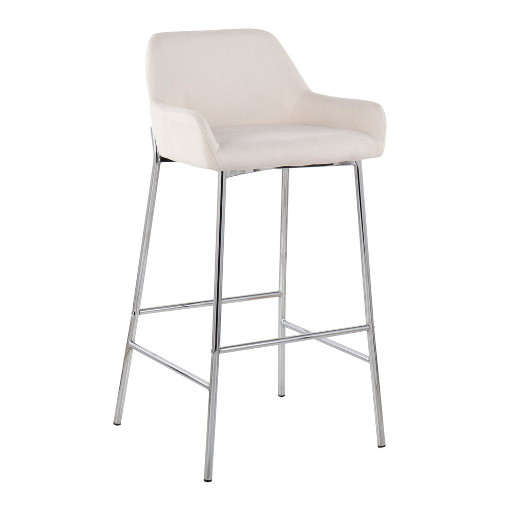 Daniella Contemporary Fixed-Height Bar Stool in Chrome Metal and Charcoal Fabric By LumiSource - Set of 2 | Bar Stools | Modishstore - 13
