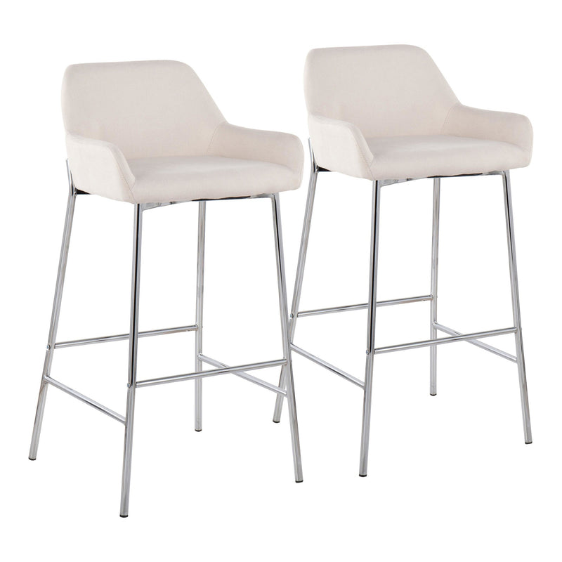 Daniella Contemporary Fixed-Height Bar Stool in Chrome Metal and Charcoal Fabric By LumiSource - Set of 2 | Bar Stools | Modishstore - 9
