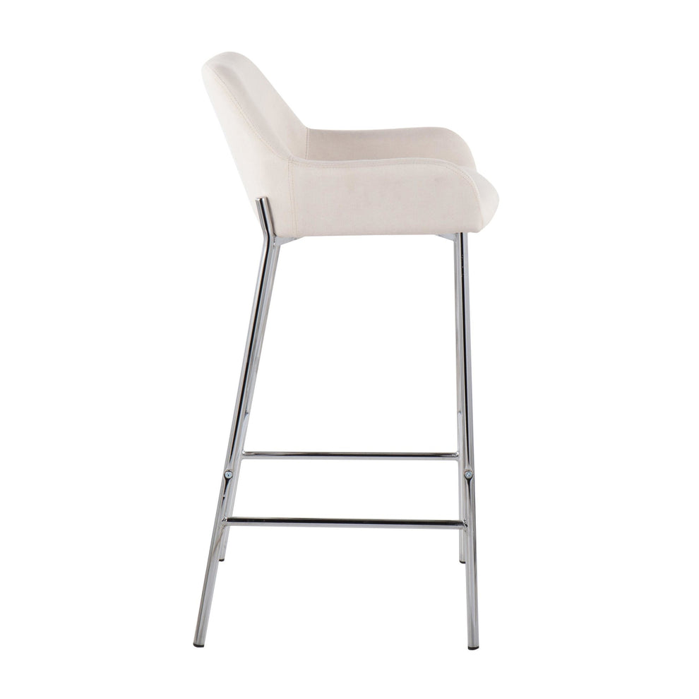 Daniella Contemporary Fixed-Height Bar Stool in Chrome Metal and Charcoal Fabric By LumiSource - Set of 2 | Bar Stools | Modishstore - 14