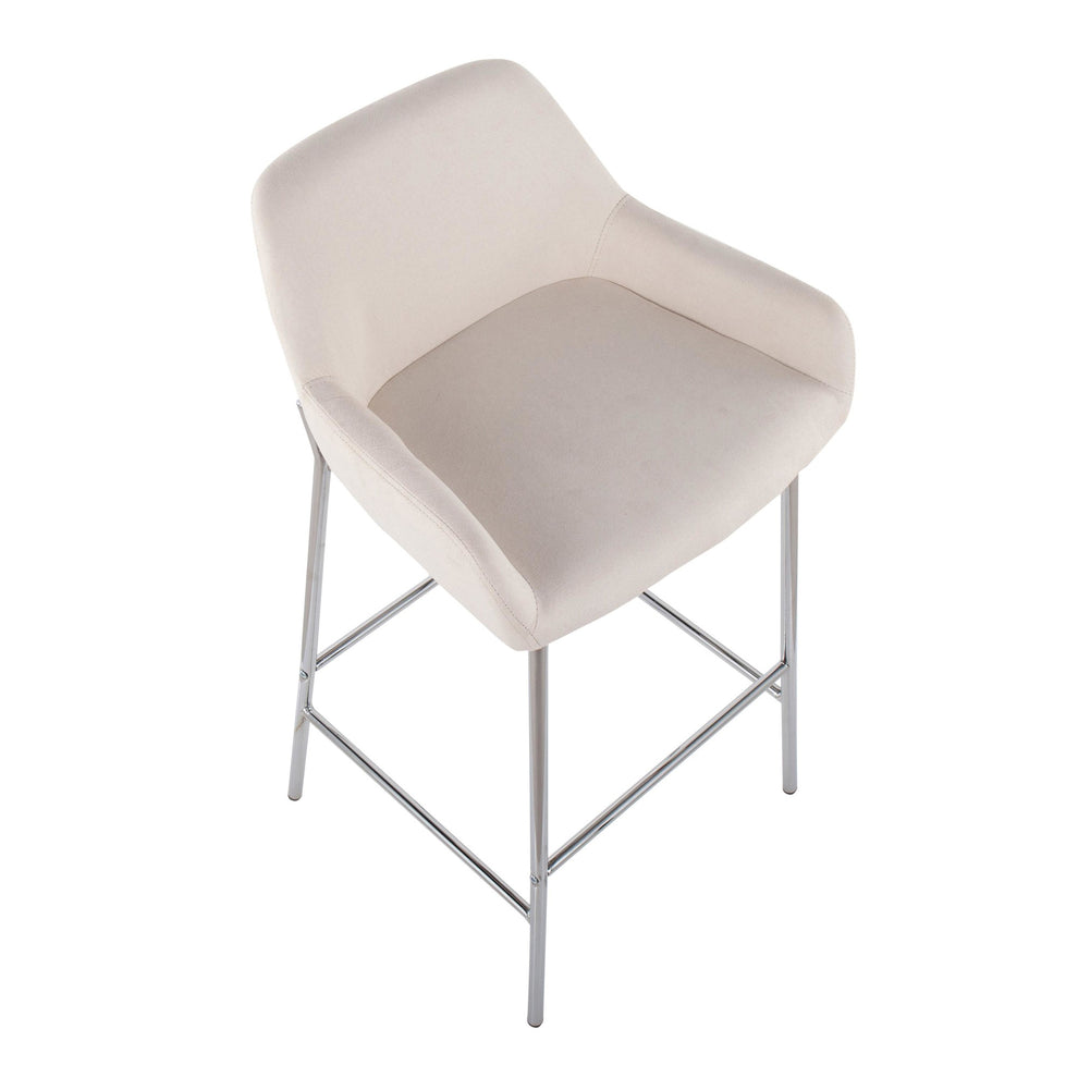 Daniella Contemporary Fixed-Height Bar Stool in Chrome Metal and Charcoal Fabric By LumiSource - Set of 2 | Bar Stools | Modishstore - 11
