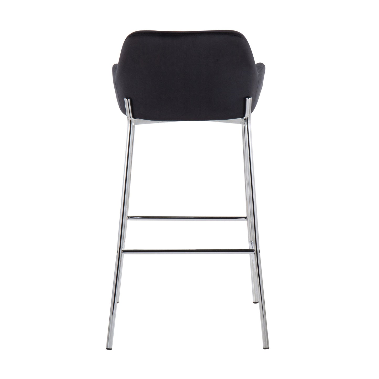 Daniella Contemporary Fixed-Height Bar Stool in Chrome Metal and Black Velvet By LumiSource - Set of 2 | Bar Stools | Modishstore - 8