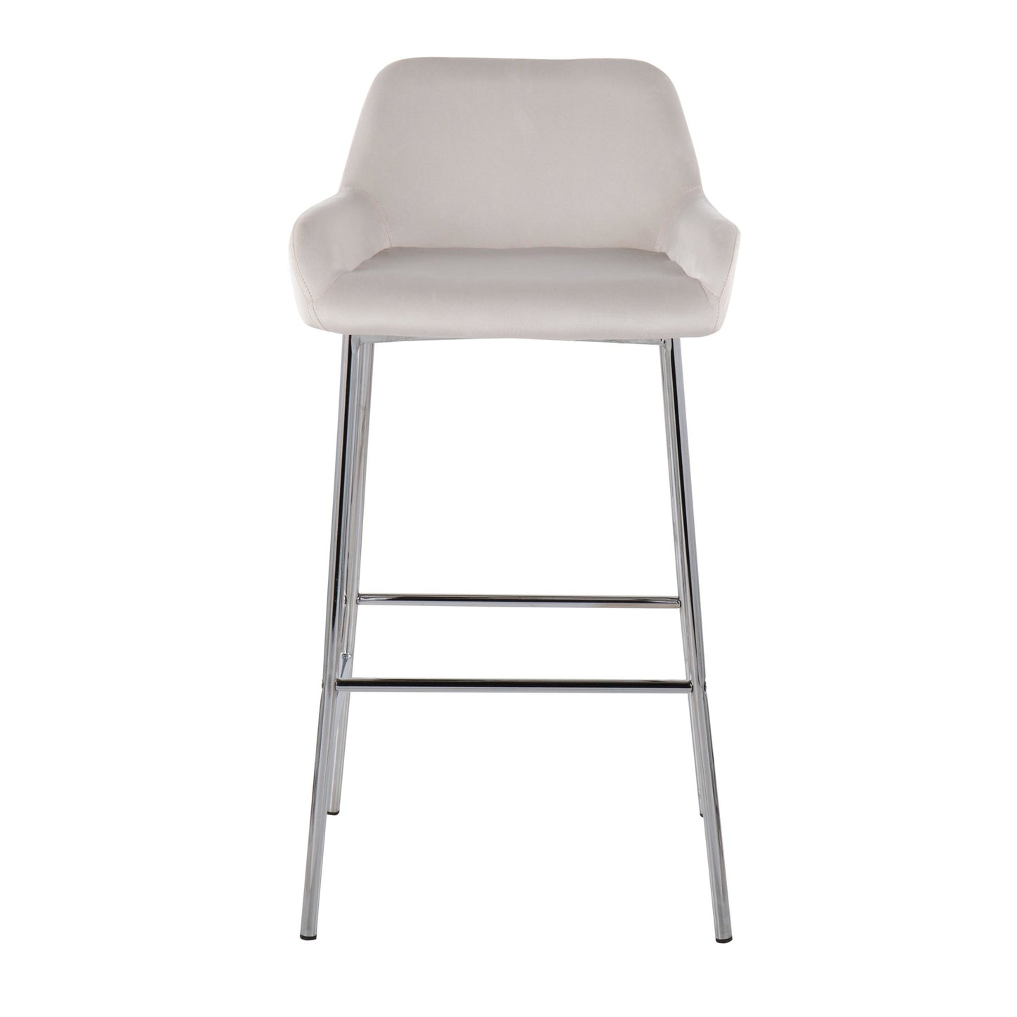 Daniella Contemporary Fixed-Height Bar Stool in Chrome Metal and Black Velvet By LumiSource - Set of 2 | Bar Stools | Modishstore - 18