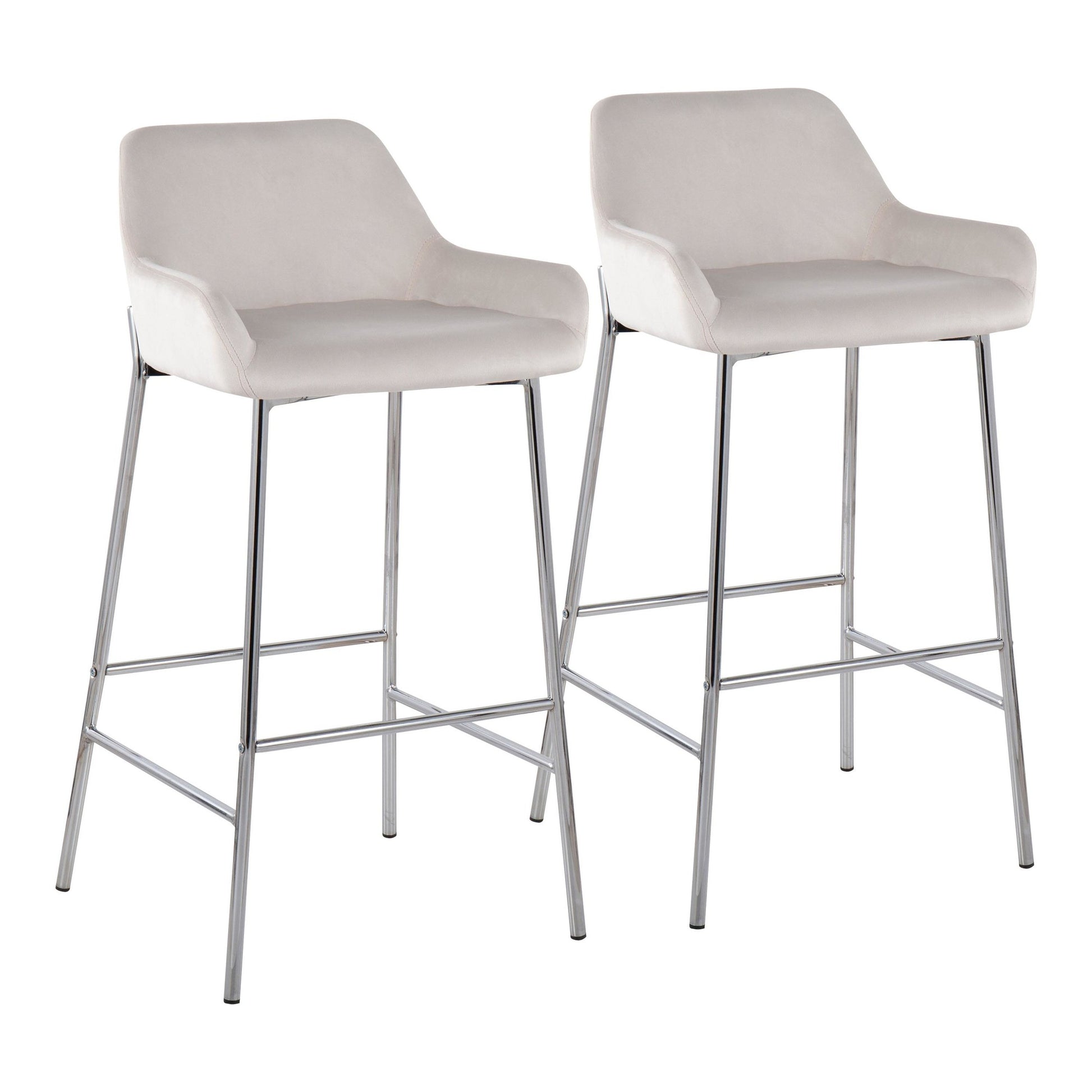 Daniella Contemporary Fixed-Height Bar Stool in Chrome Metal and Black Velvet By LumiSource - Set of 2 | Bar Stools | Modishstore - 17