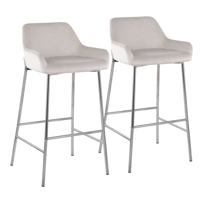 Daniella Contemporary Fixed-Height Bar Stool in Chrome Metal and Black Velvet By LumiSource - Set of 2 | Bar Stools | Modishstore - 17