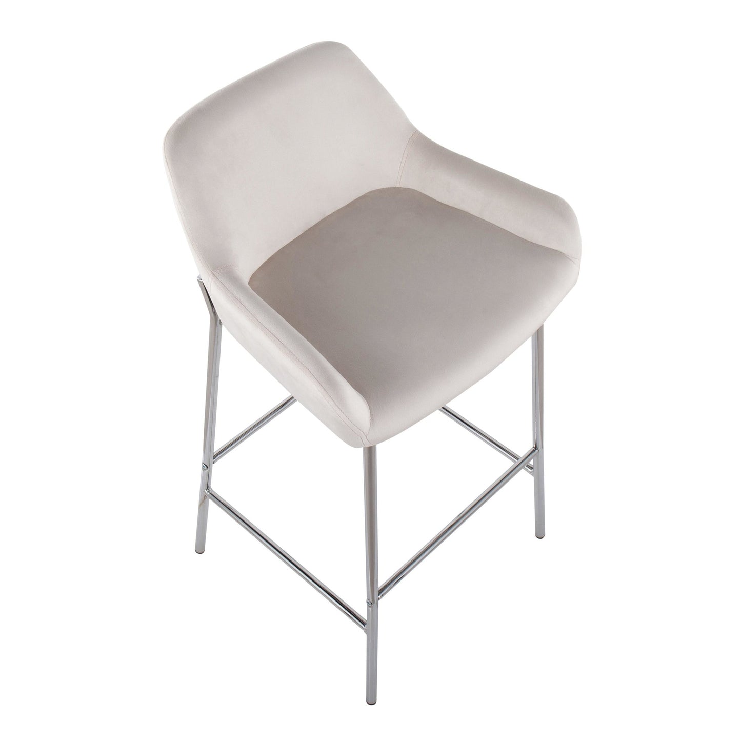 Daniella Contemporary Fixed-Height Bar Stool in Chrome Metal and Black Velvet By LumiSource - Set of 2 | Bar Stools | Modishstore - 19