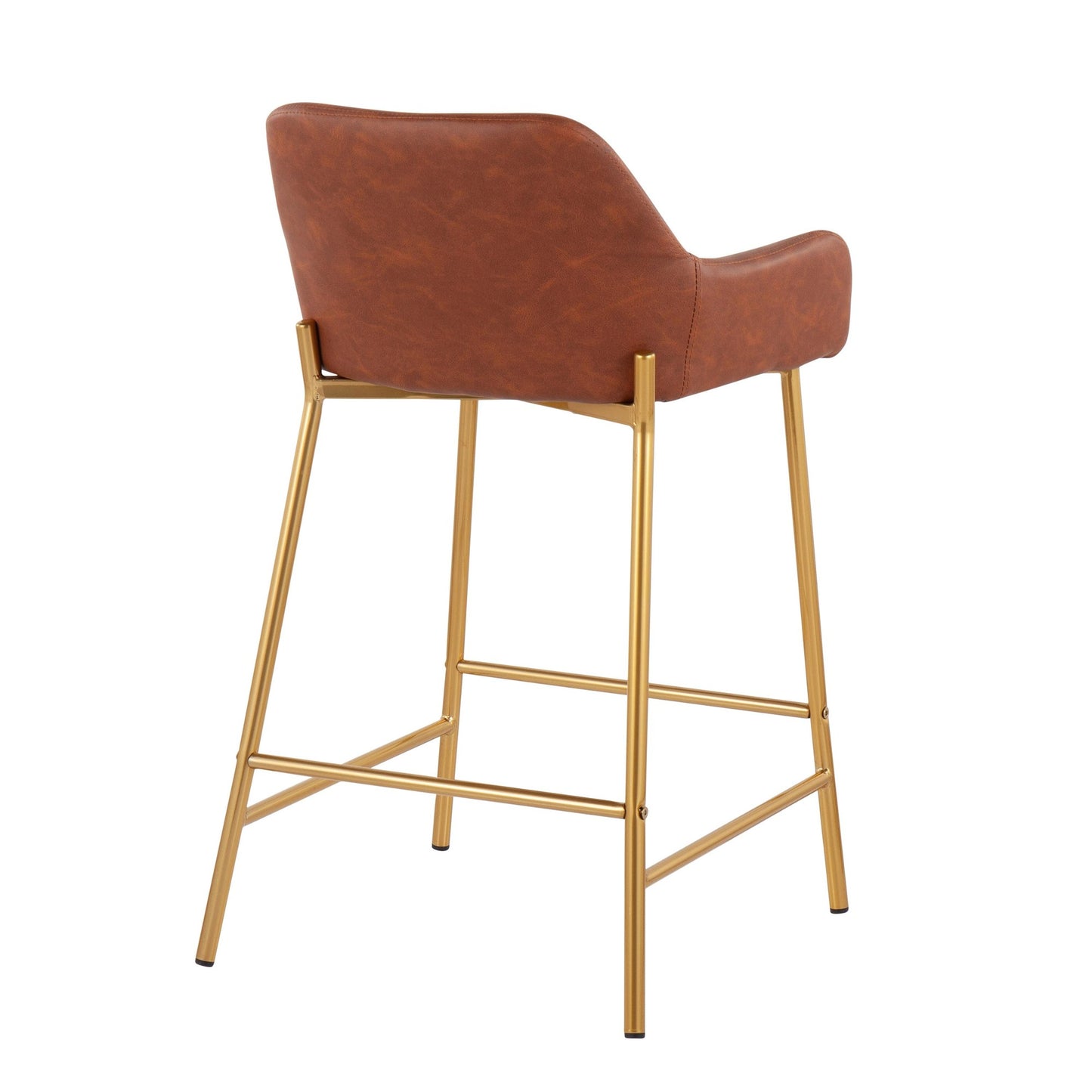 Daniella Contemporary/Glam Fixed-Height Counter Stool in Gold Metal and Camel Faux Leather By LumiSource - Set of 2 | Counter Stools | Modishstore - 9