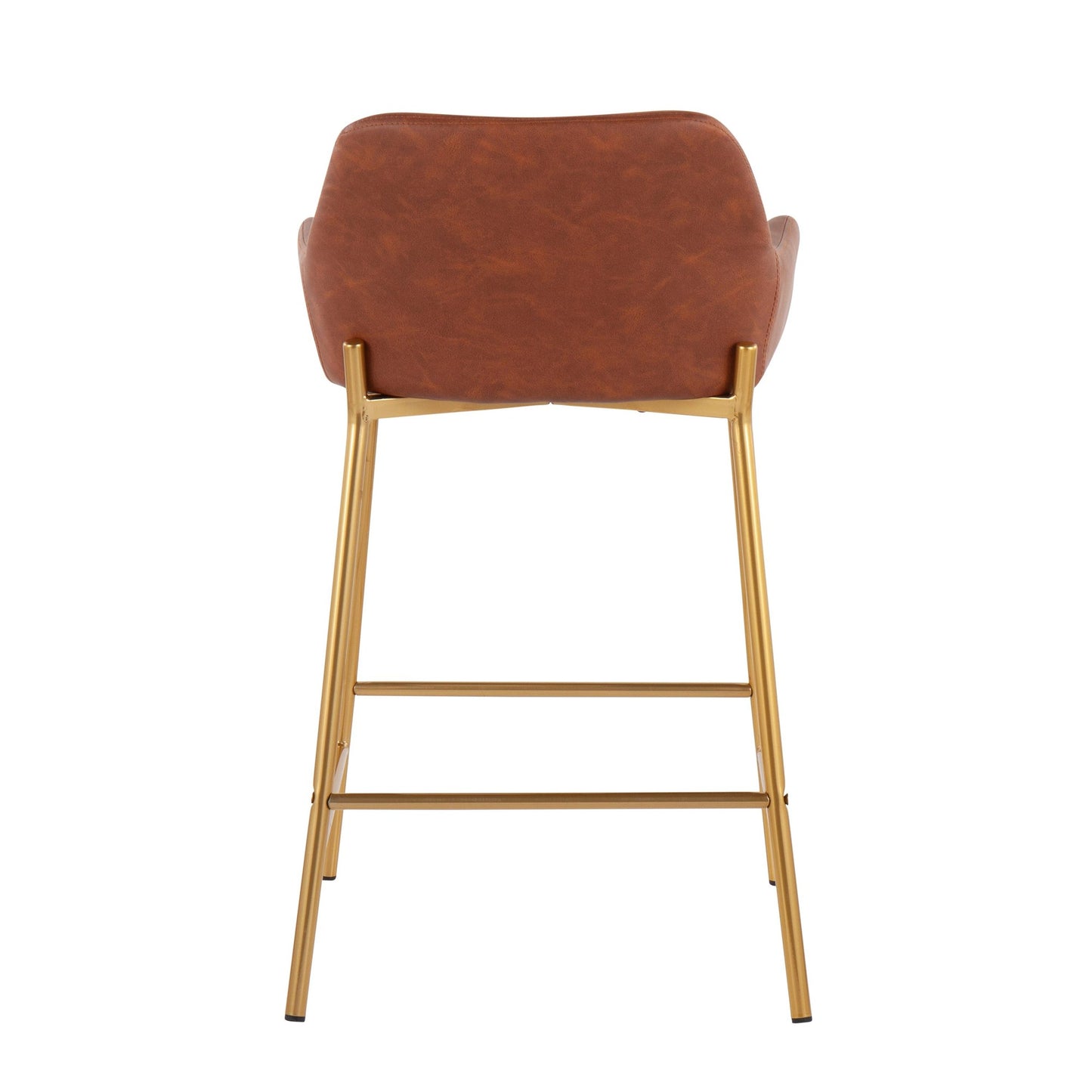 Daniella Contemporary/Glam Fixed-Height Counter Stool in Gold Metal and Camel Faux Leather By LumiSource - Set of 2 | Counter Stools | Modishstore - 10