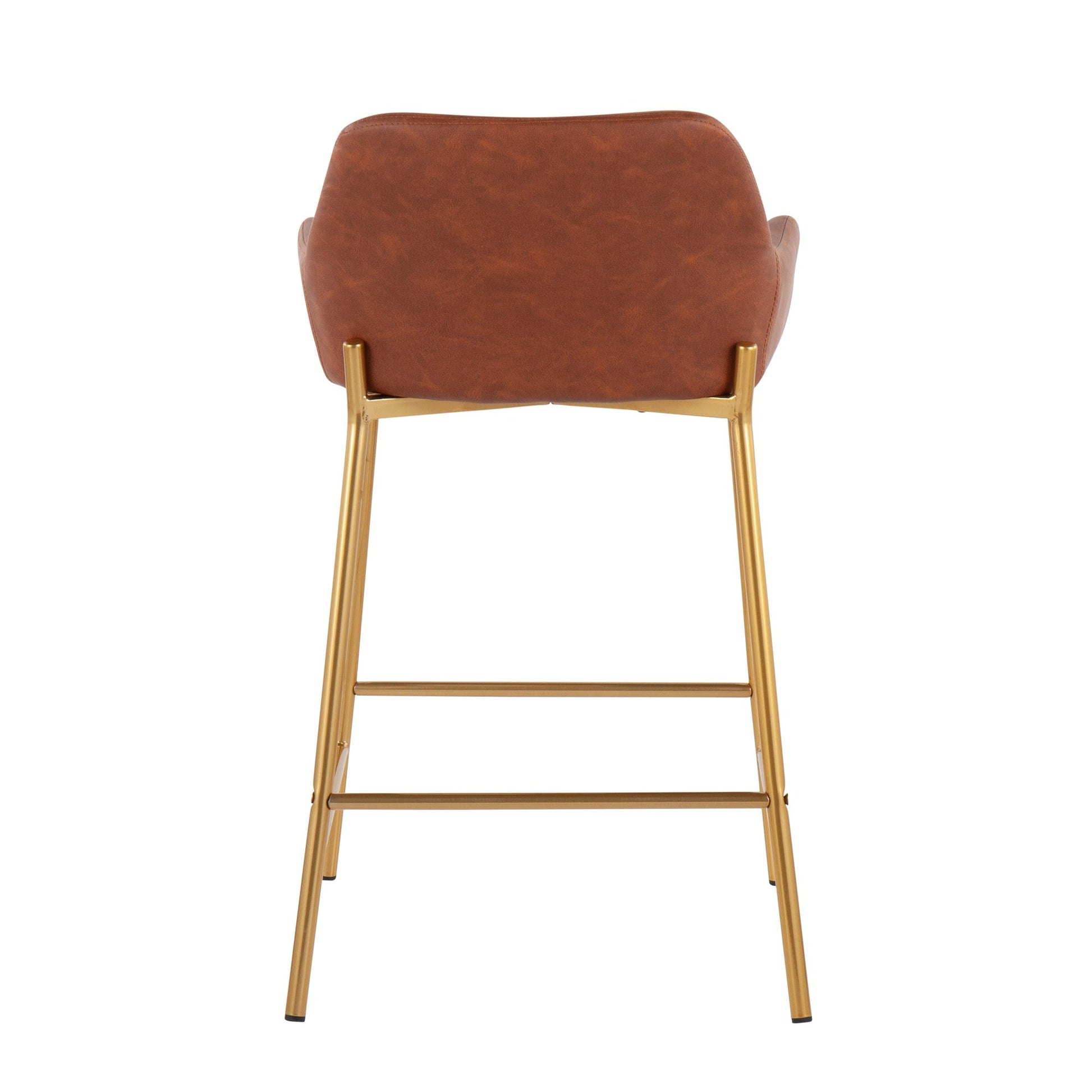 Daniella Contemporary/Glam Fixed-Height Counter Stool in Gold Metal and Camel Faux Leather By LumiSource - Set of 2 | Counter Stools | Modishstore - 10