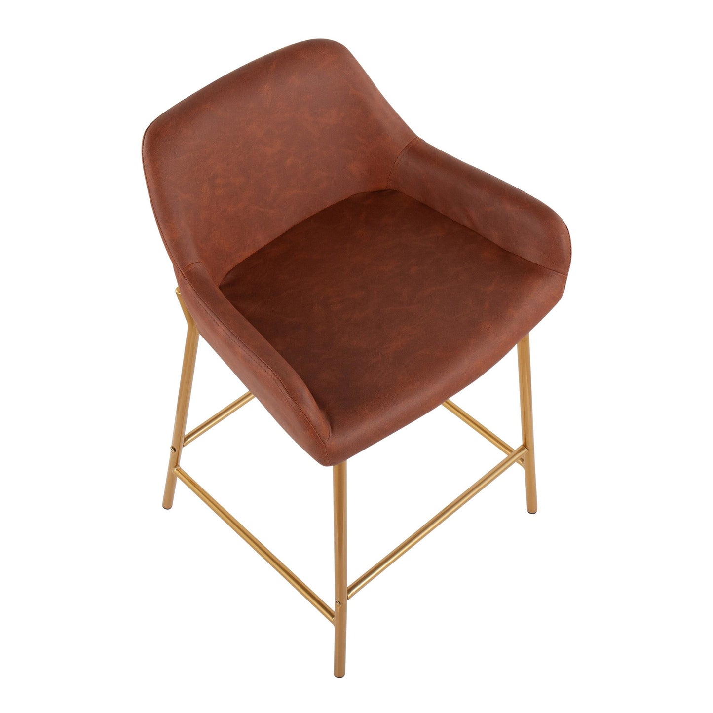 Daniella Contemporary/Glam Fixed-Height Counter Stool in Gold Metal and Camel Faux Leather By LumiSource - Set of 2 | Counter Stools | Modishstore - 4